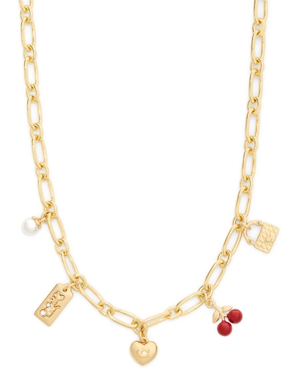 COACH Signature Cherry Charm Bib Necklace